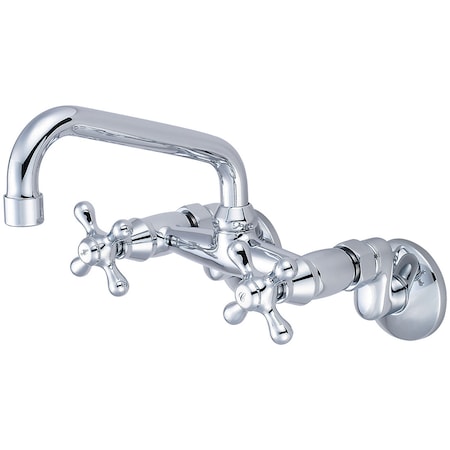 Pioneer Industries Two Handle Wall Mount Faucet, NPT, Wallmount, Polished Chrome, Number of Holes: 2 Hole 2PM540